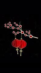 中国新年灯笼和花装饰视频的预览图